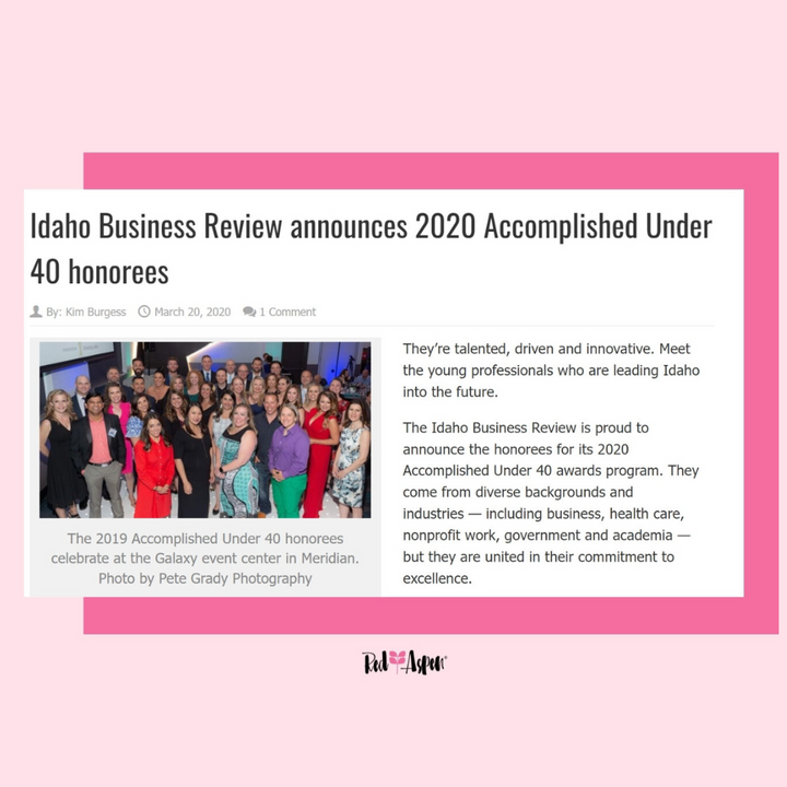 IDAHO BUSINESS REVIEW ANNOUNCES 2020 ACCOMPLISHED UNDER 40 HONOREES