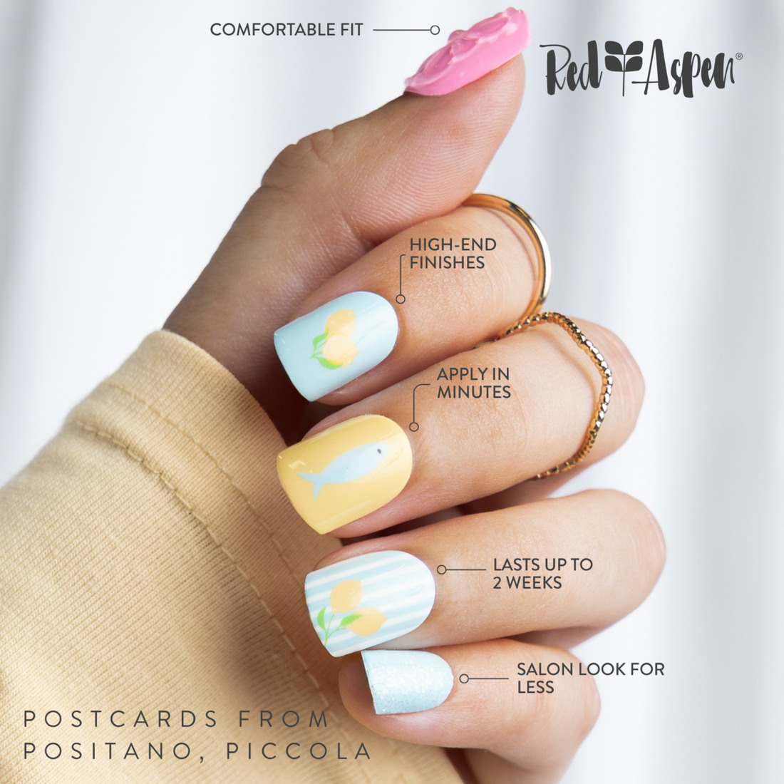 Postcards from Positano, Piccola Nails - Press On Nails | Red Aspen