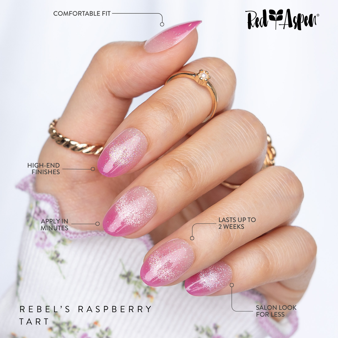 Red Raspberry Nail Colour Rebel's Raspberry Tart Nails - Press On Nails | Red Aspen