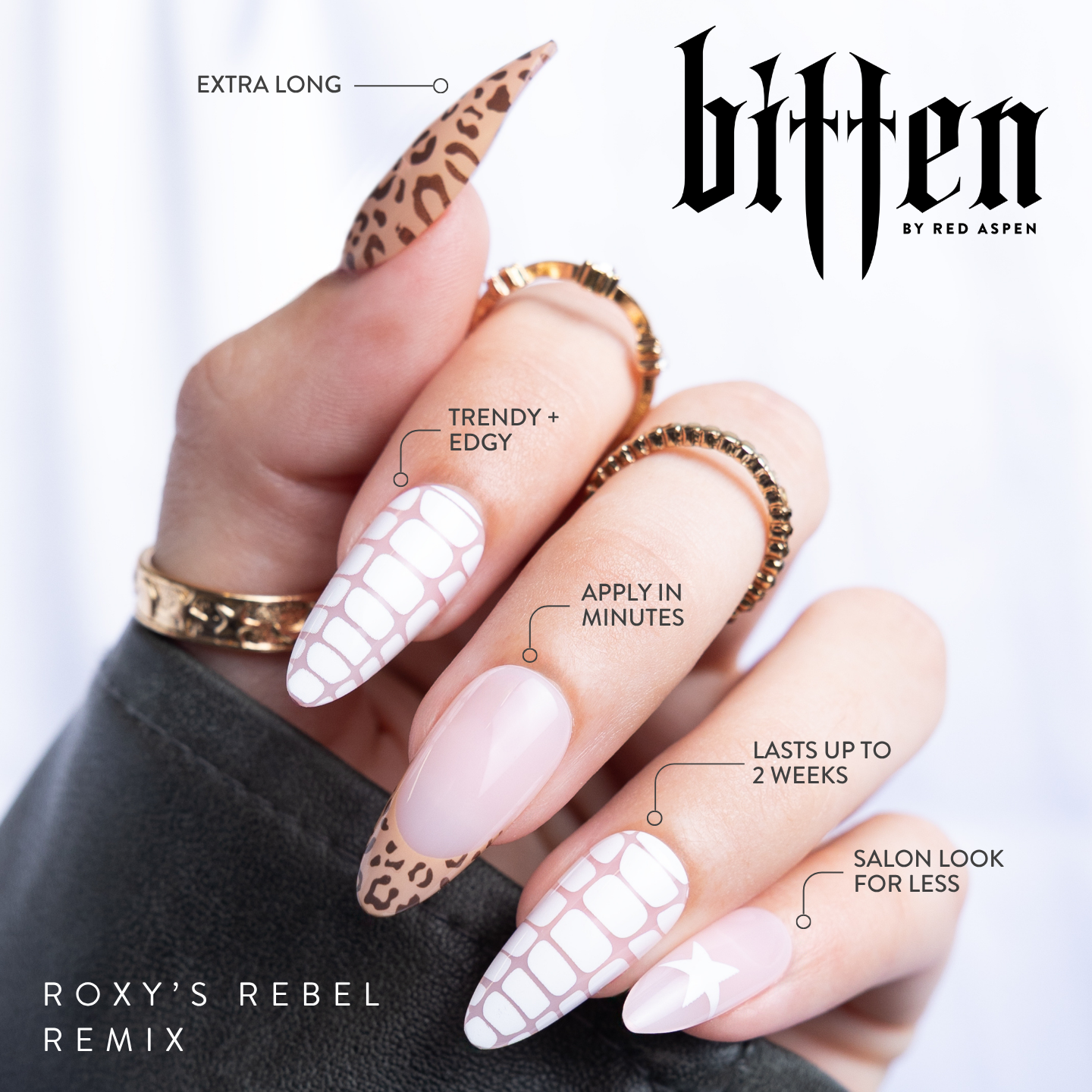 Roxy's Rebel Remix Nails - Press On Nails | Red Aspen